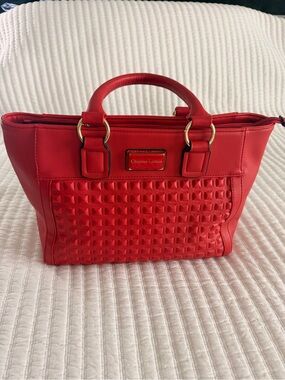 Christian Lacroix Red Quilted Satchel with Gold Hardware